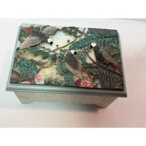Continental Creations African Grey Mirrored Trinket Box 6" X 4"